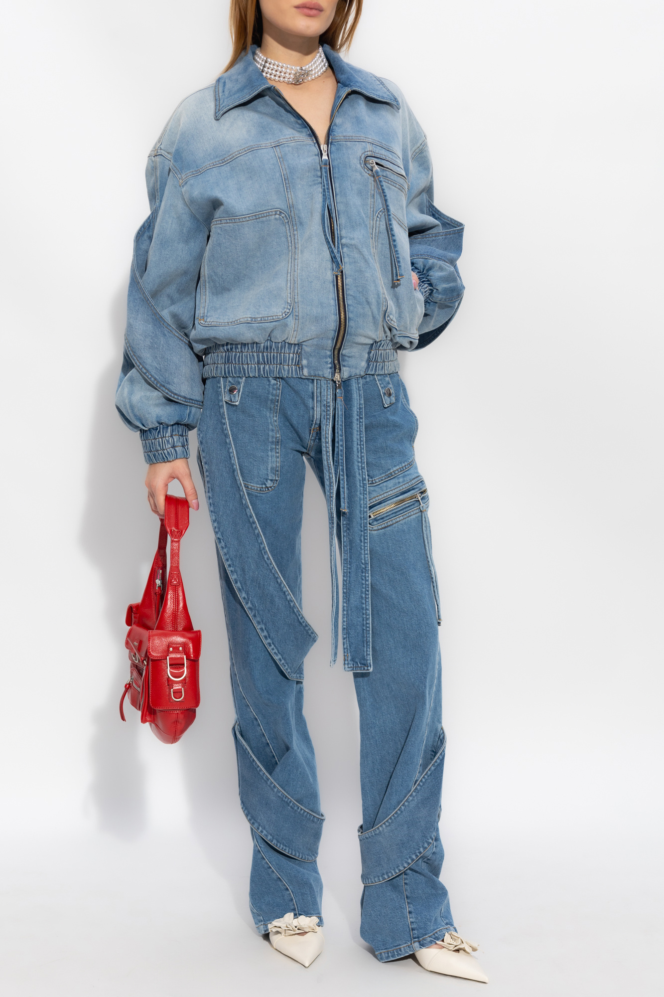 Blumarine Pocket Denim Trousers In Blue