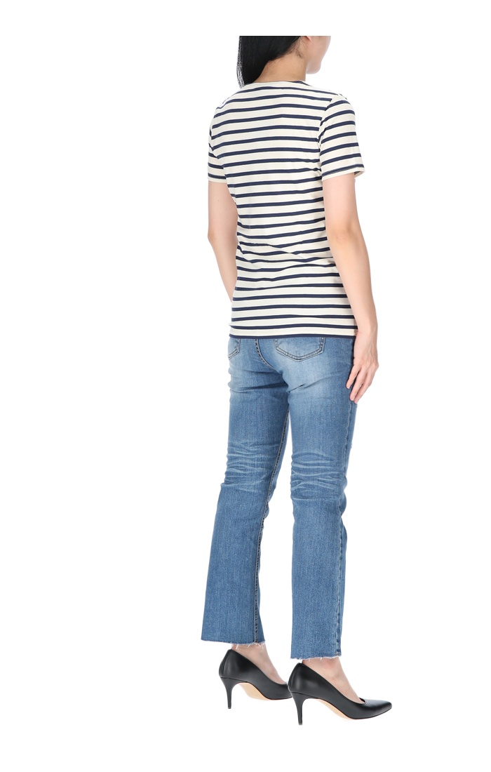 Saint James Stripe Detail Short-sleeved T-shirt In White