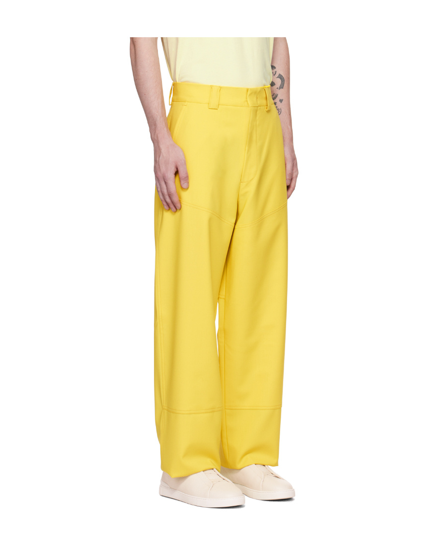 Zegna Yellow Paneled Trousers In Yellow