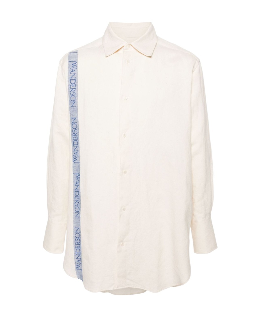 Jw Anderson Striped Cotton And Linen Shirt In White