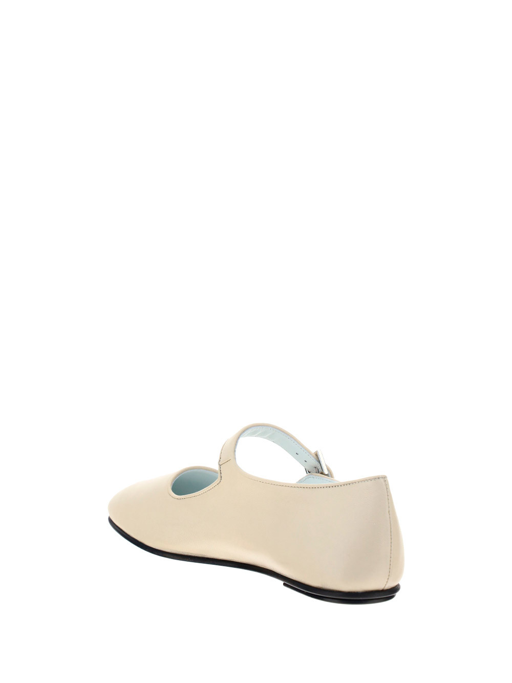 The Row Ava Leather Ballerina Shoes In Neutral