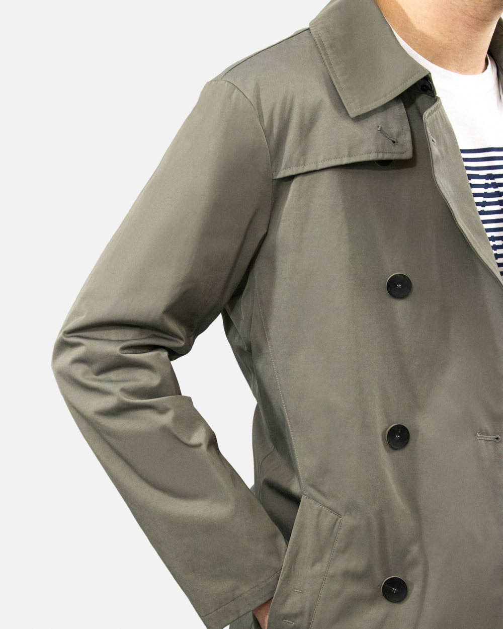 Armani Collezioni Medium And Long Style Lapel Logo Trench Coat In Green