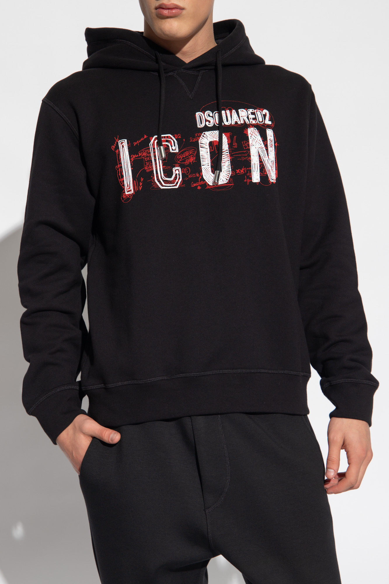 Dsquared2 Icon Scribble Cool Fit Sweatshirt In Black
