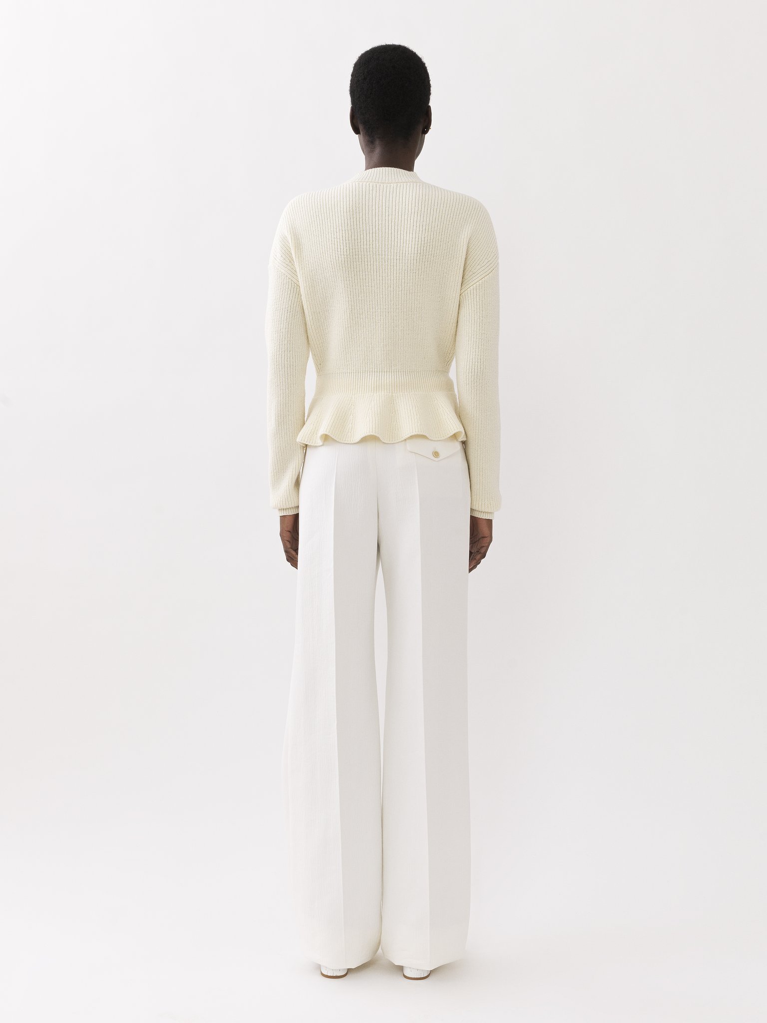 CHLOÉ PEPLUM RIBBED-KNIT JUMPER