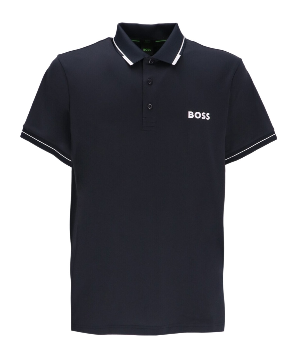 Hugo Boss Midnight Blue Stretch Polyester Polo Shirt In Black