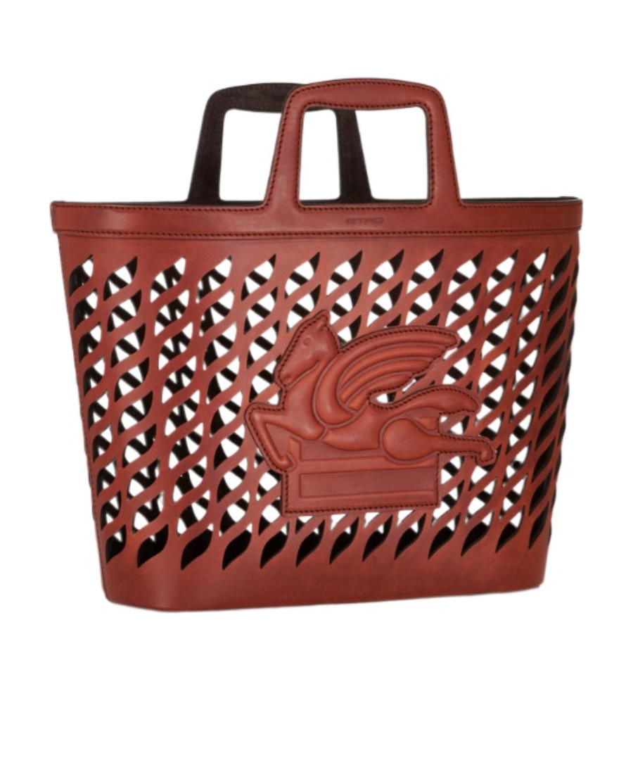 Etro Cut-out Lasered Tote With Top Handle In Red