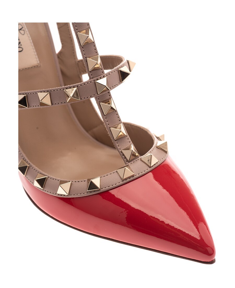 Shop Valentino Rockstud 100mm Patent Pumps In Nude