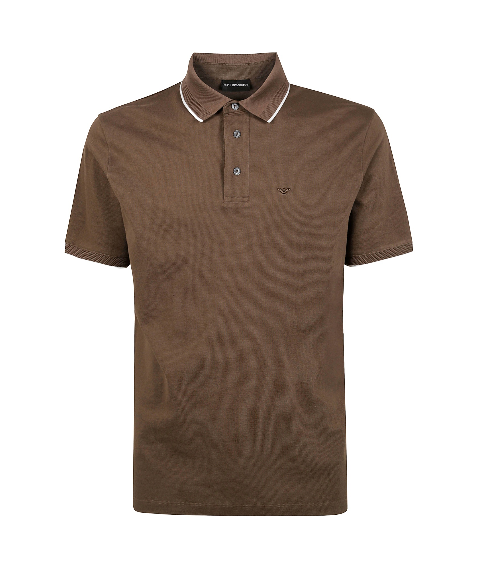 Emporio Armani Collared Shirt With Short Sleeves In Brown