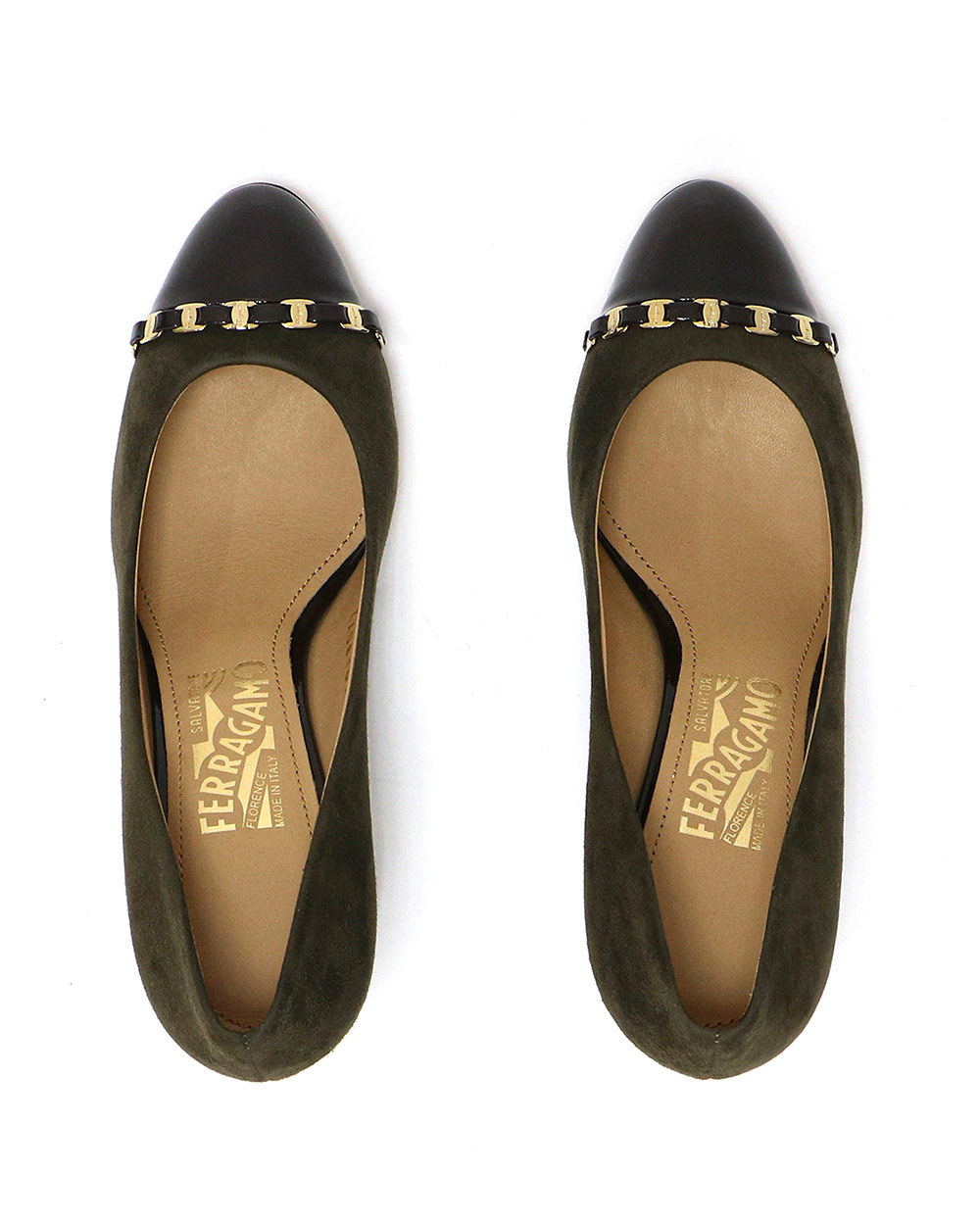 Ferragamo Round Head Heels In Black