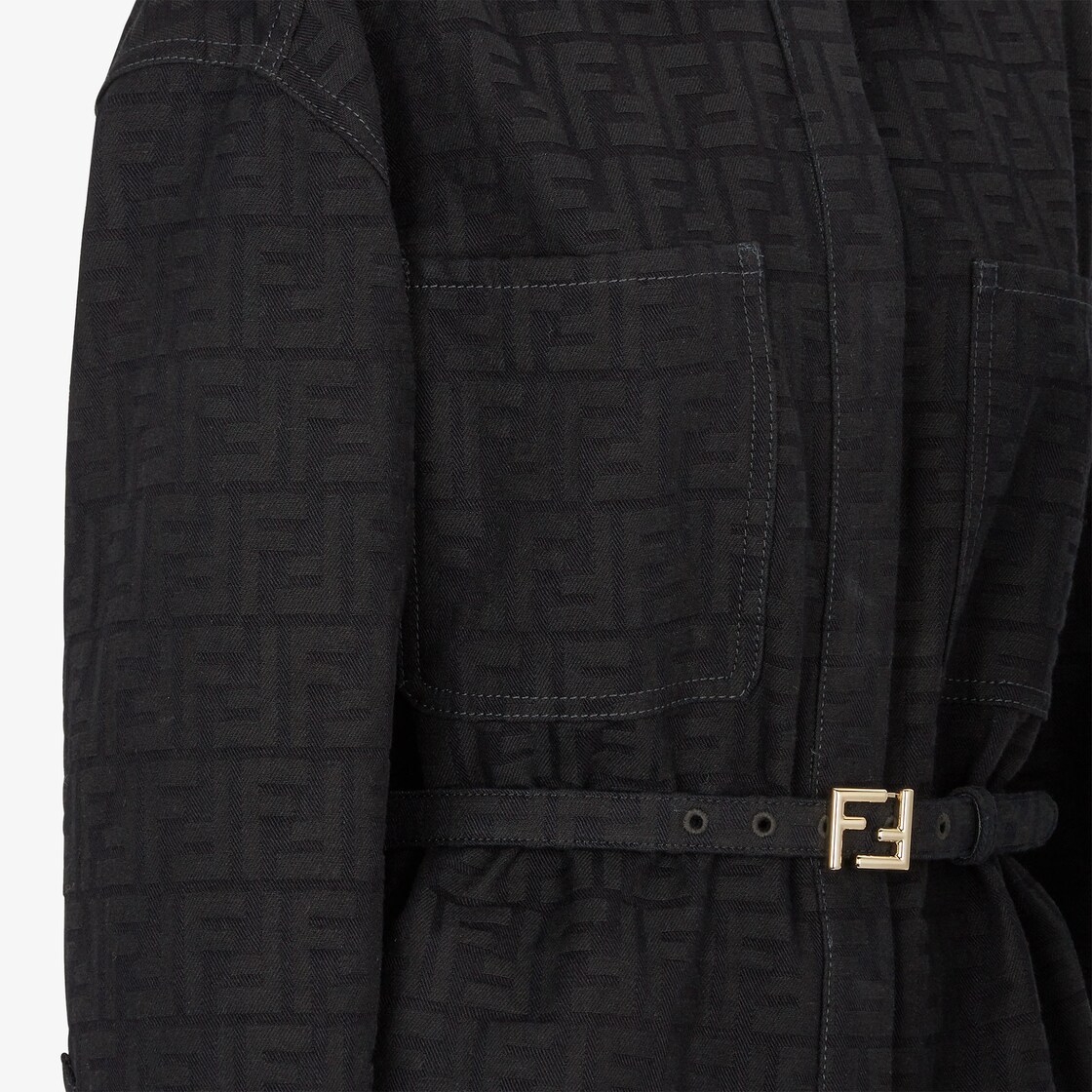 Fendi Ff-pattern Belted Jacket In Blue