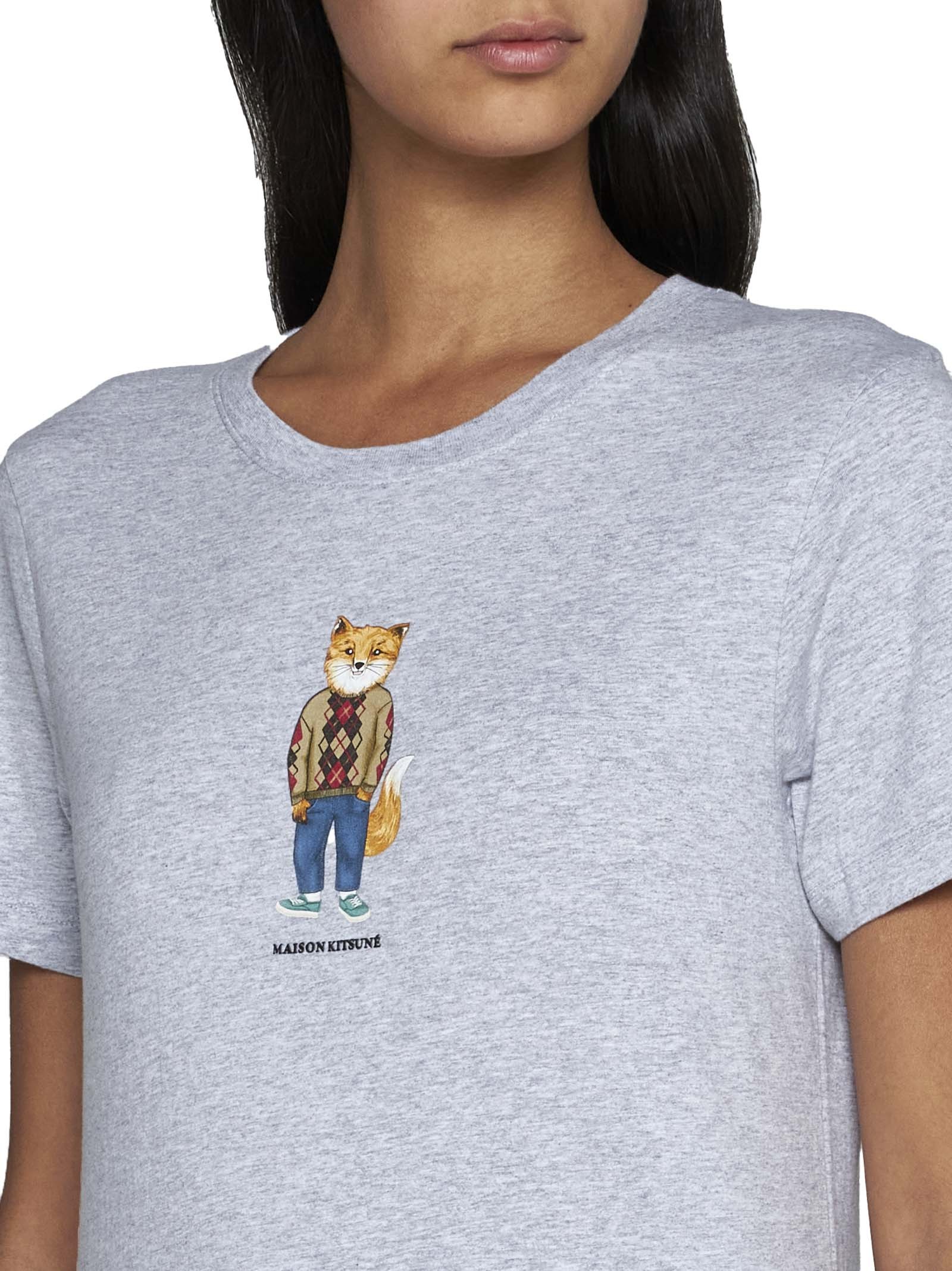 MAISON KITSUNÉ MAISON KITSUNÉ FOX PRINTED CREWNECK T-SHIRT 