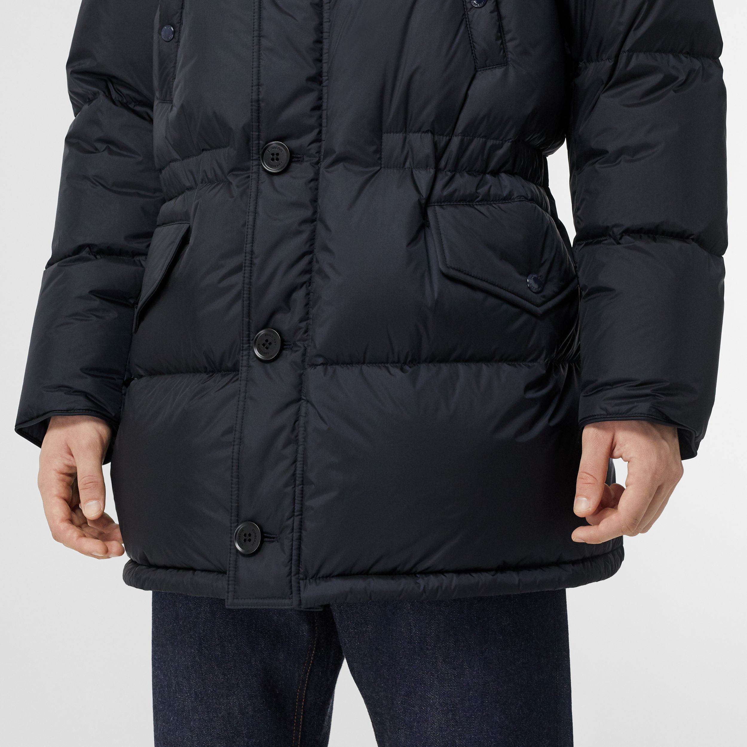 BURBERRY LOGO DETAIL HOODED PUFFER COAT