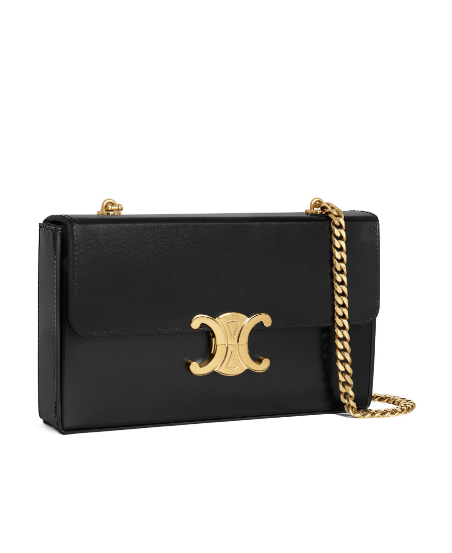 Celine Logo Shoulder Bag In Black