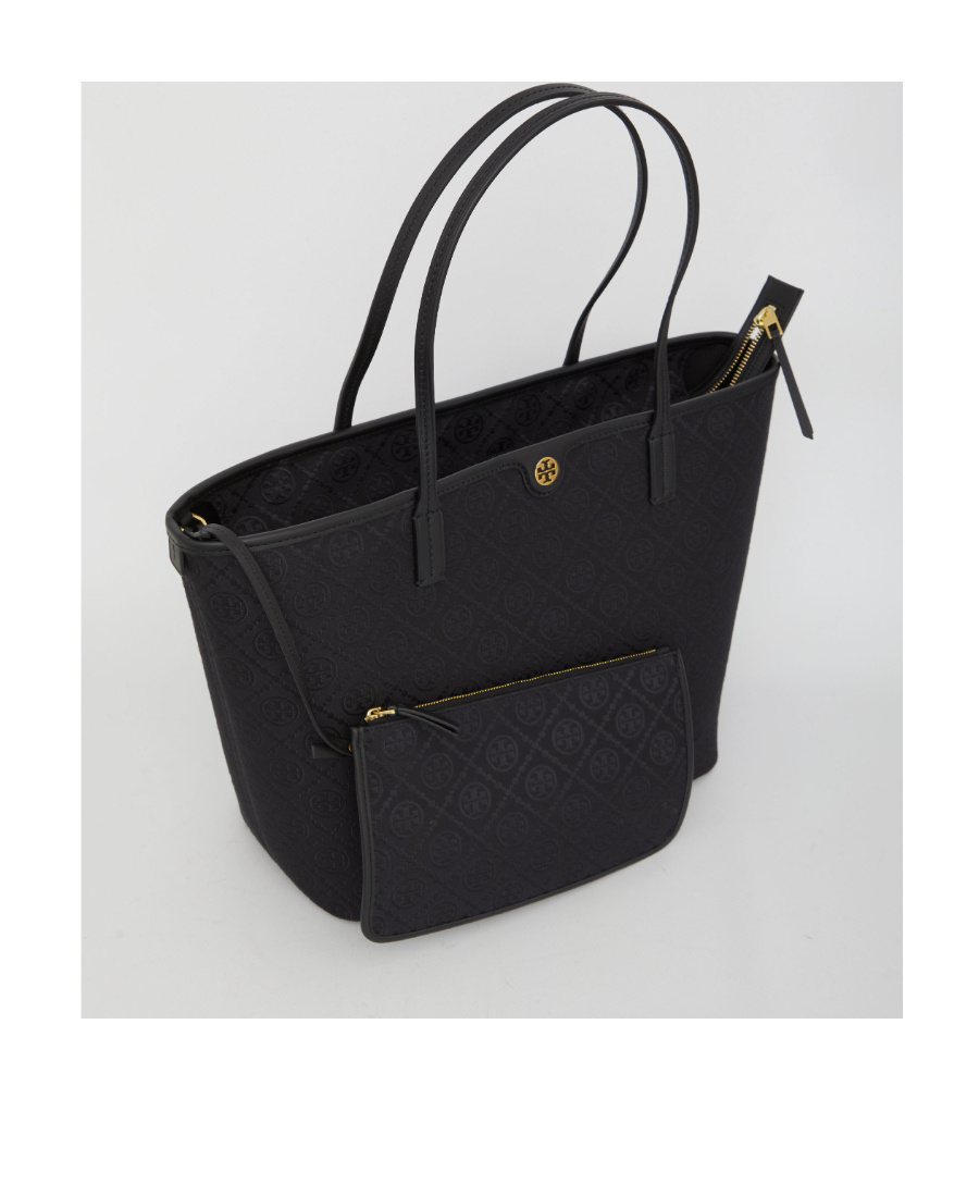 Tory Burch T Monogram Tote Bag In Black
