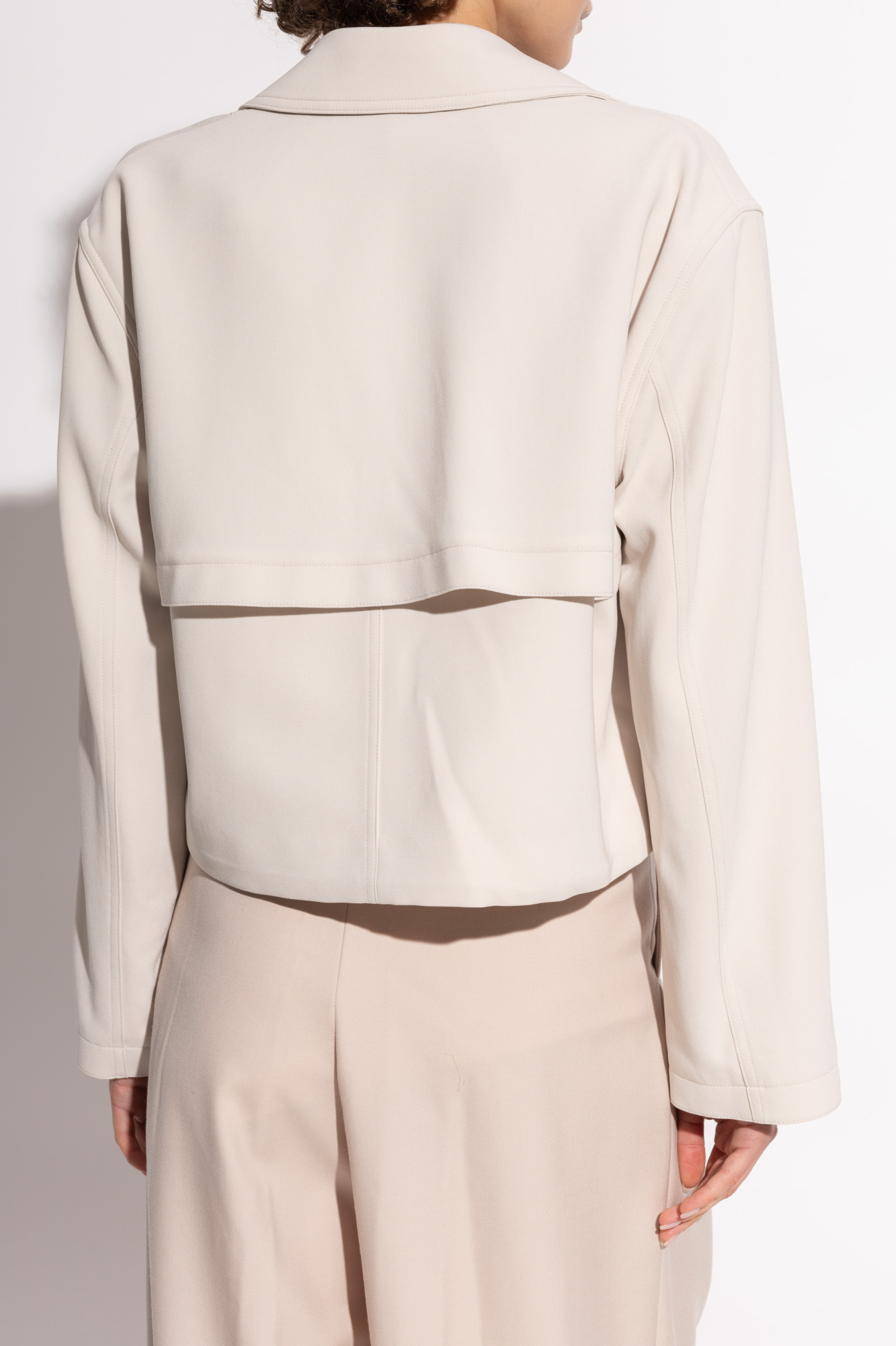 Theory Admiral Crepe Double-breasted Crop Trench Coat In White