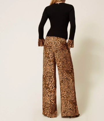 Twinset Pleated Leopard-print Trousers In Brown
