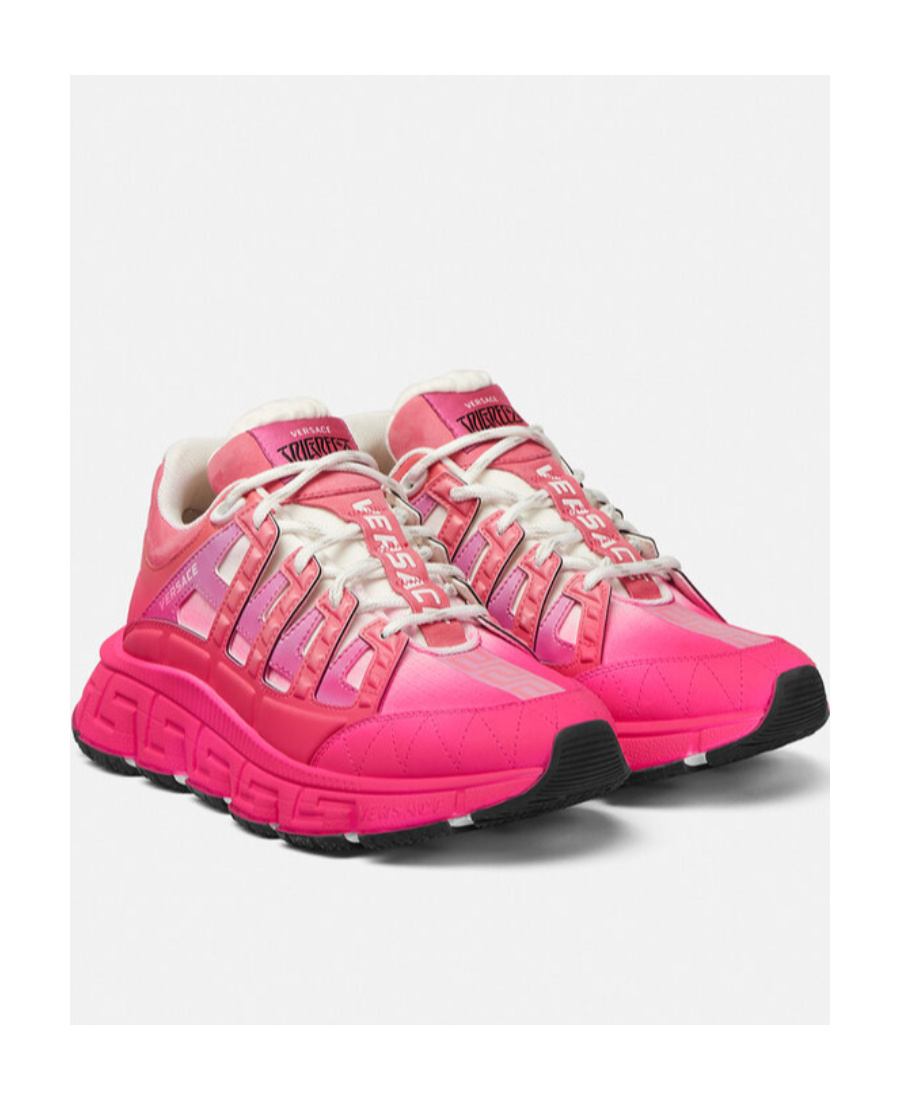 Versace Trigreca Leather Sneakers In Pink