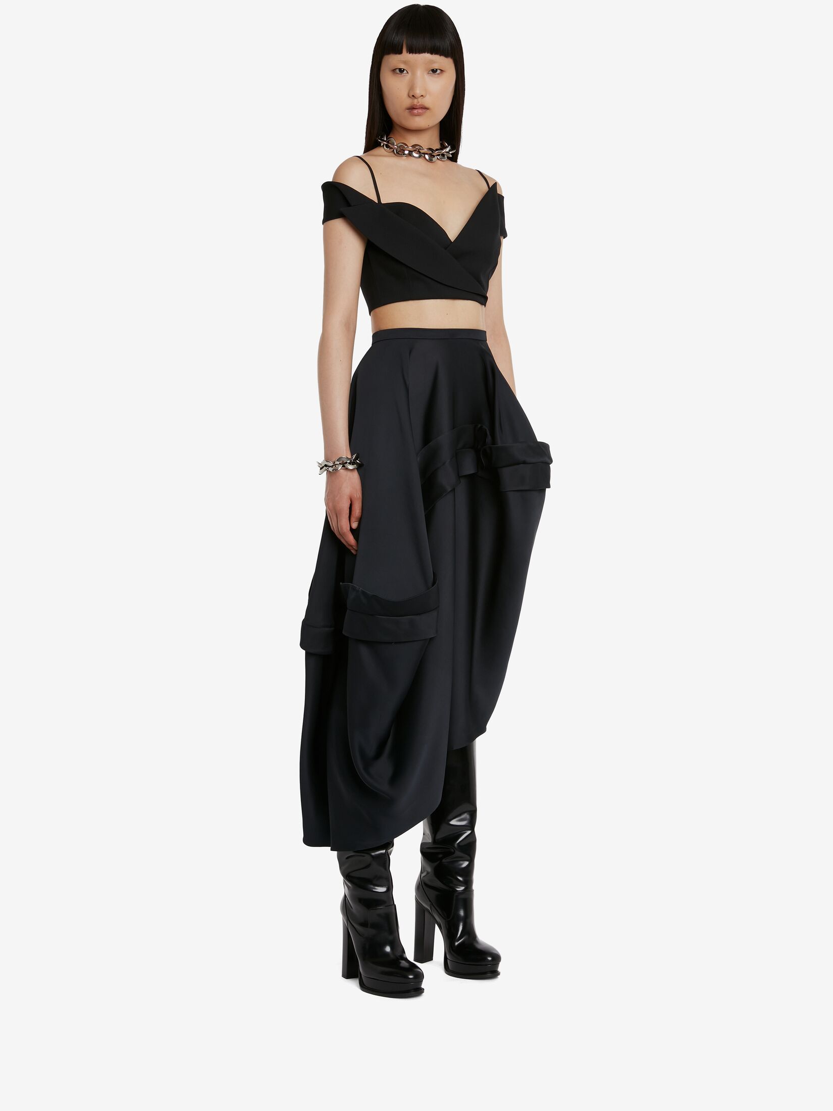 Alexander Mcqueen Trompe L'oeil Tailored Crop Top In Black