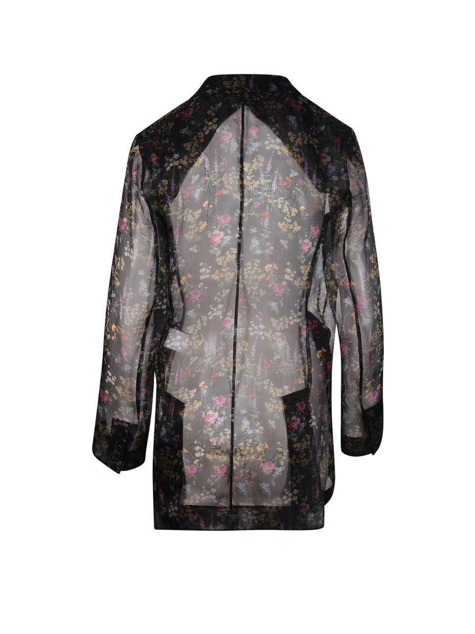 Max Mara Floral Printed Sheer Jacket In Black