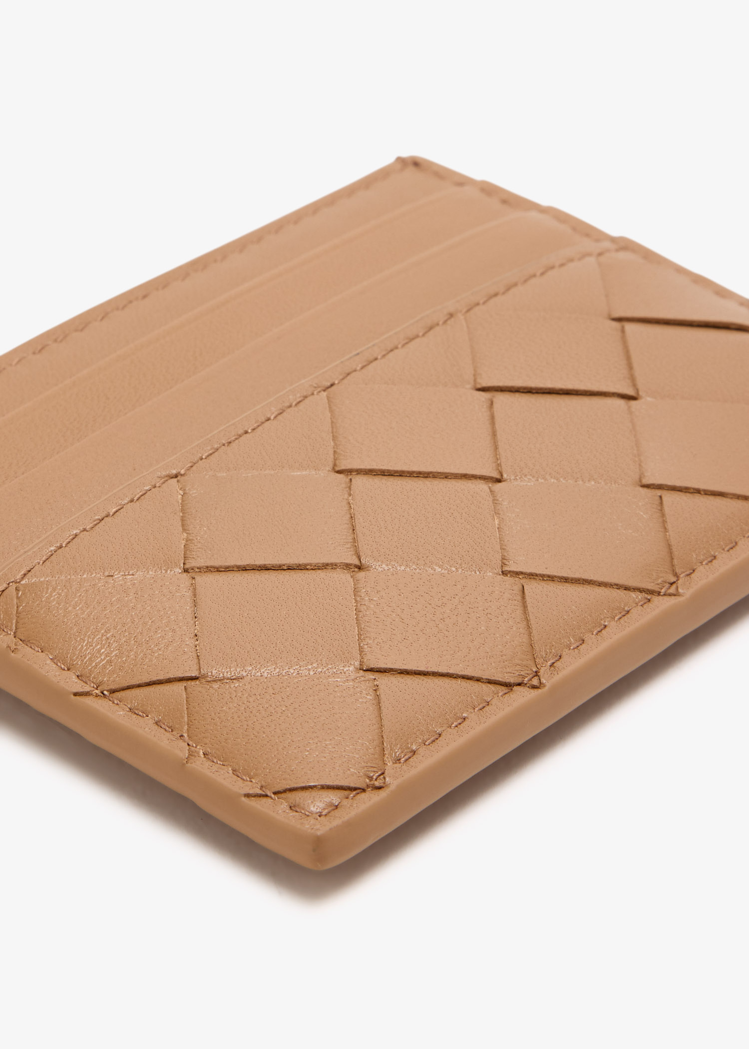 Bottega Veneta Intrecciato Credit Card Case In Brown