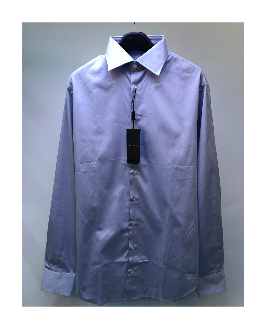 Giorgio Armani Long-sleeved Shirt In Blue