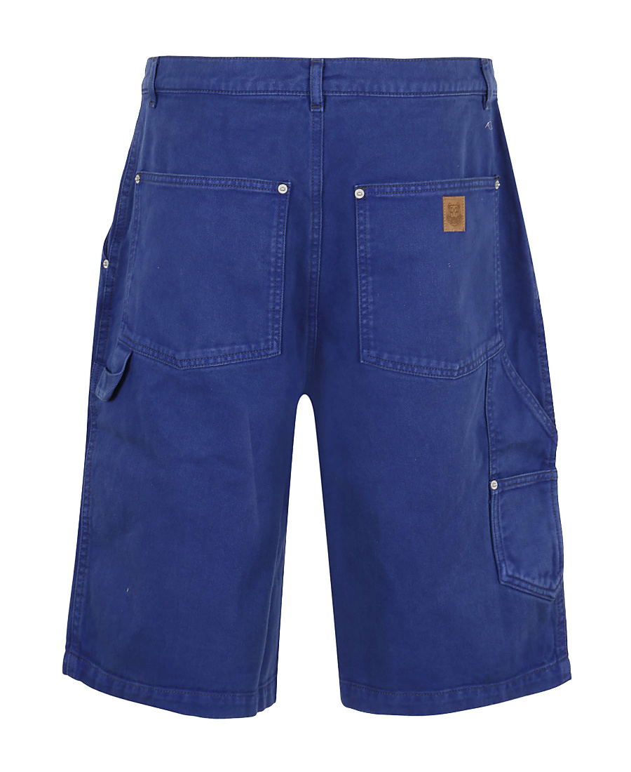 Kenzo Logo-patch Denim Bermuda Shorts In Blue