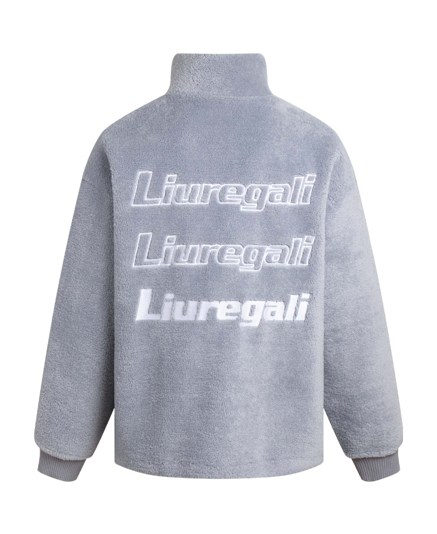 Liuregali Logo Collar Casual Jacket In Gray