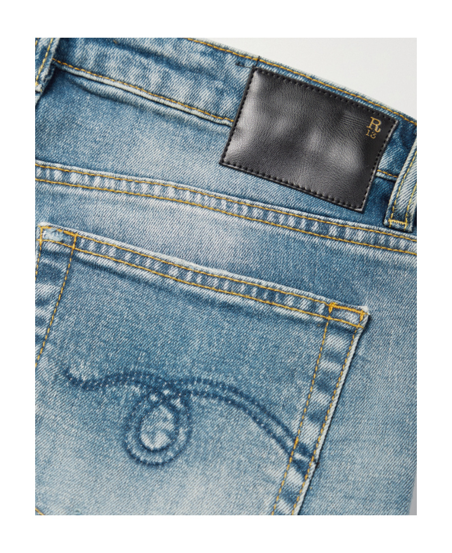 R13 Rough-edged Middle-waist Jeans In Blue
