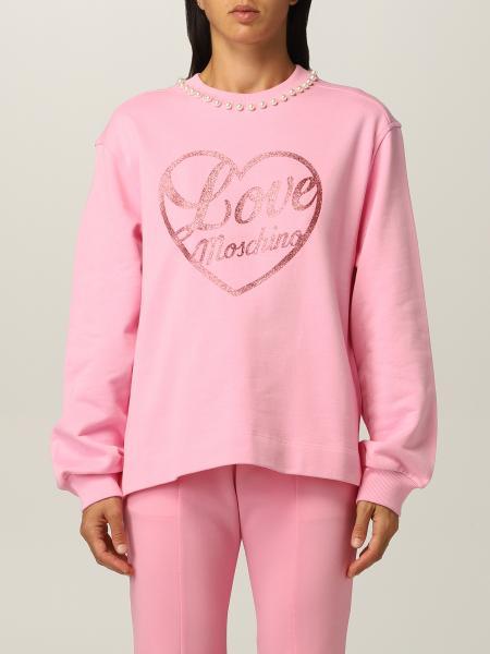 Moschino Logo Graphic-print Cotton Sweatshirt In Pink