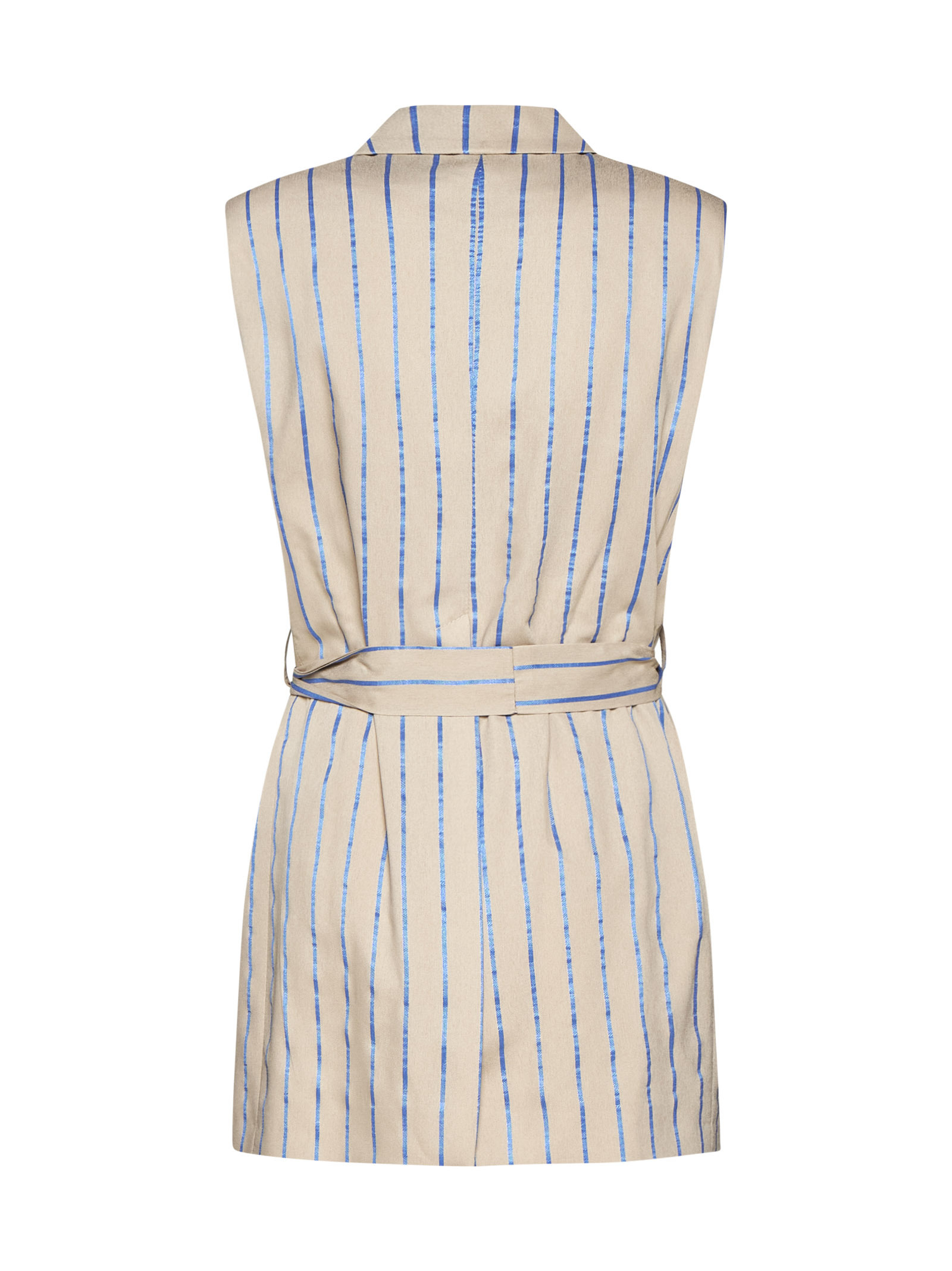Kaos Long Double Breasted Sleeveless Striped Vest In Neutral
