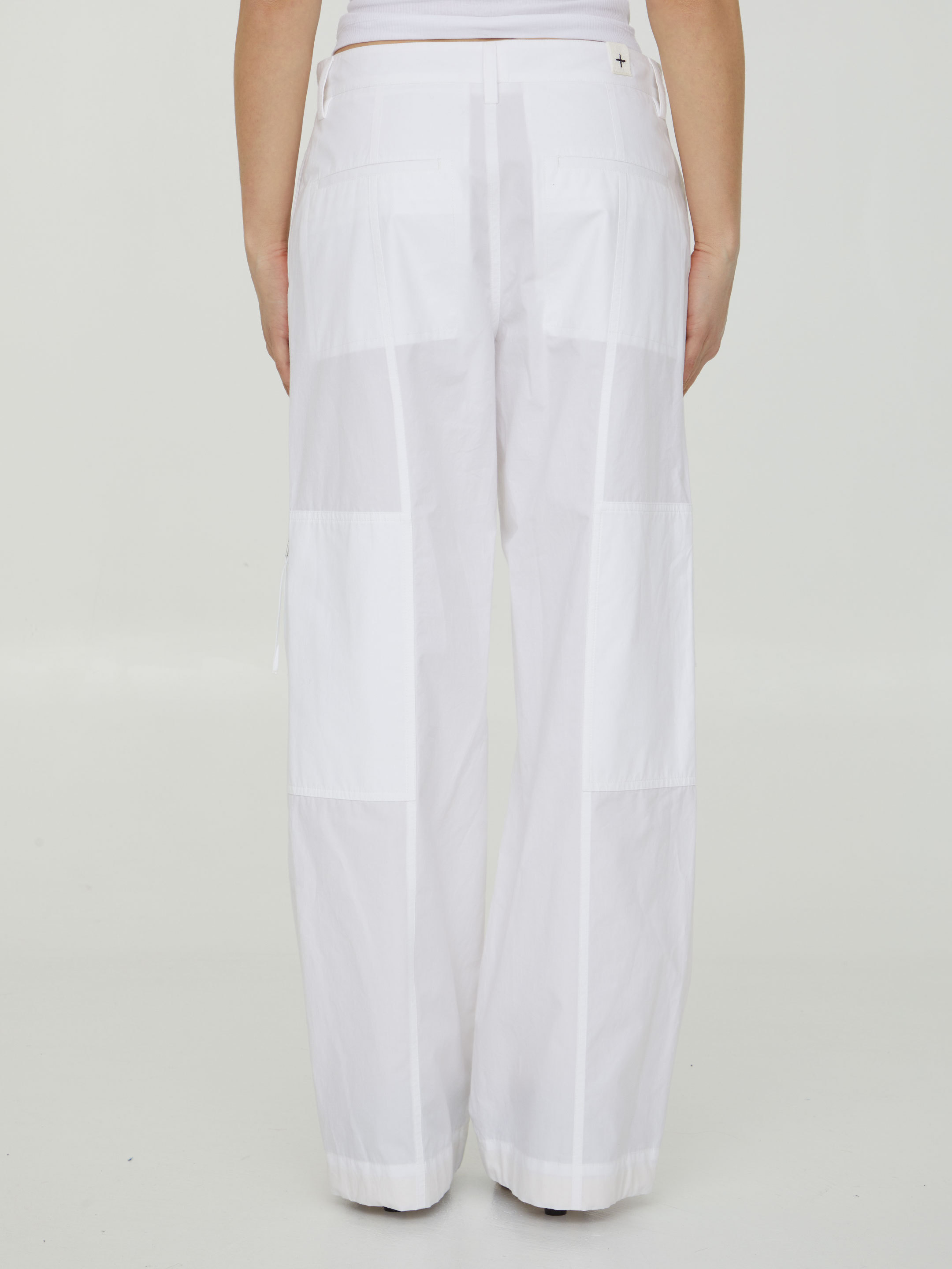 Shop Jil Sander Wide Leg Cargo Trousers In White