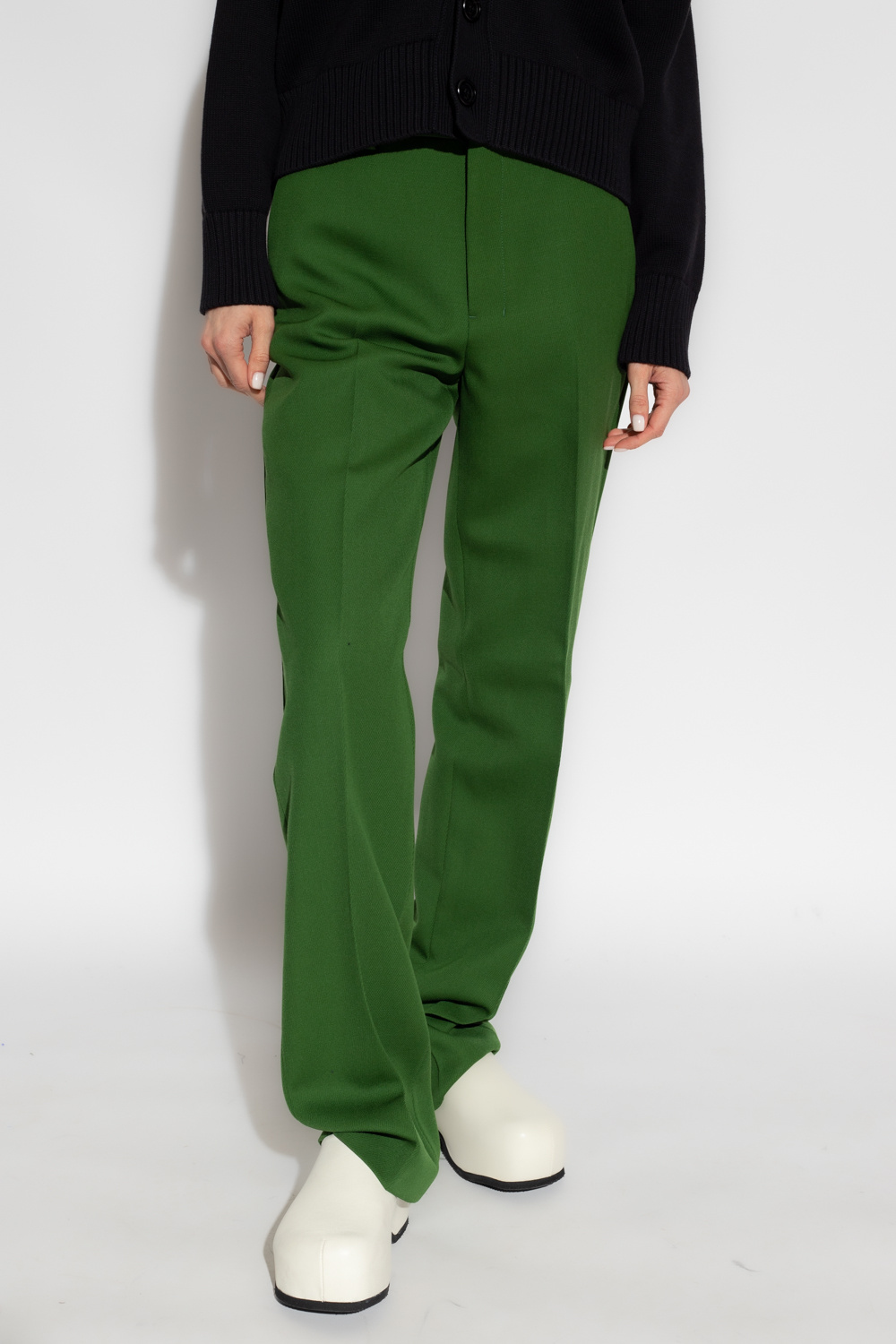 Ami Alexandre Mattiussi High-waisted Wool Trousers In Green