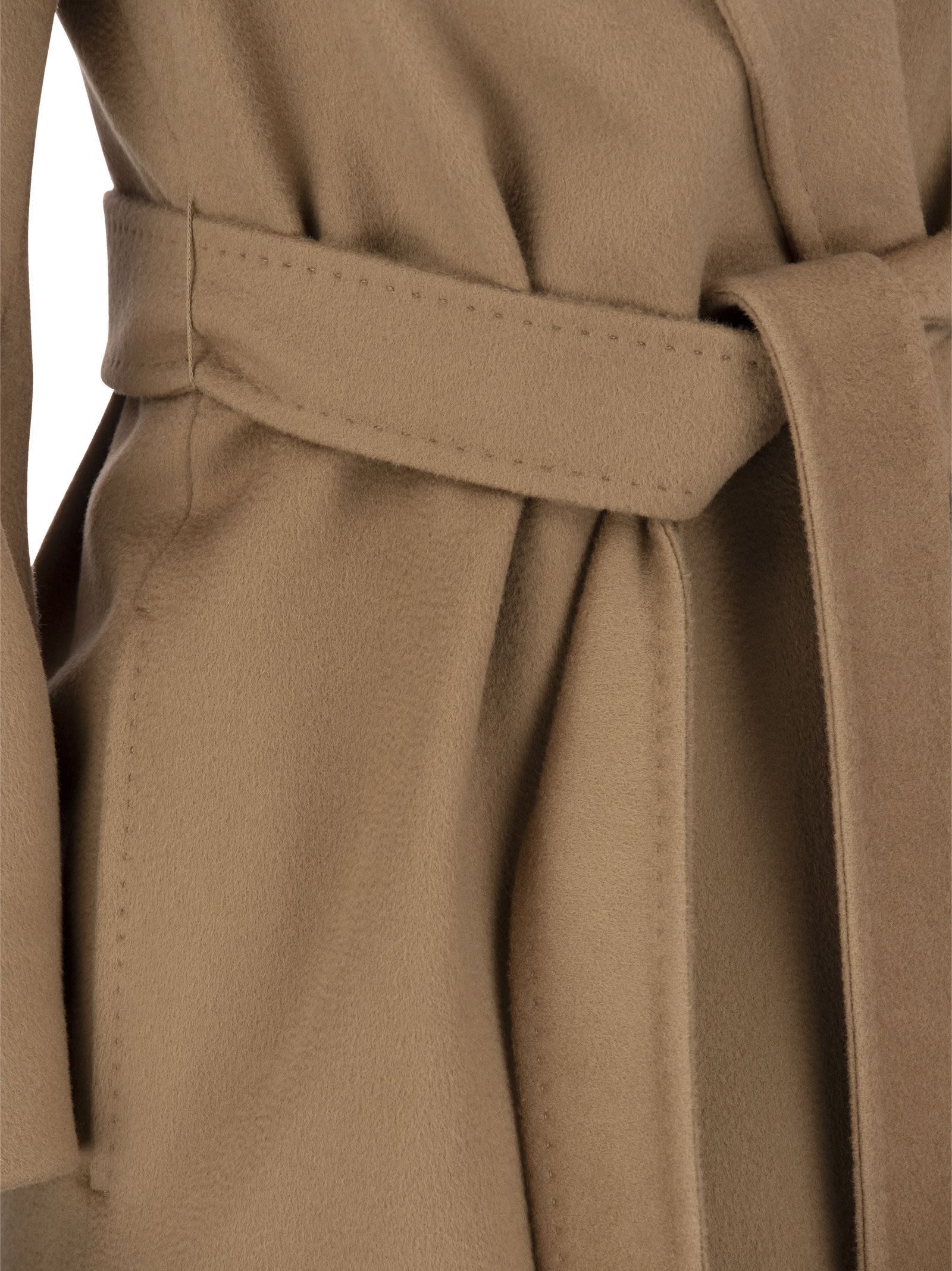 Max Mara Long-sleeved Lace-up Coat In Brown