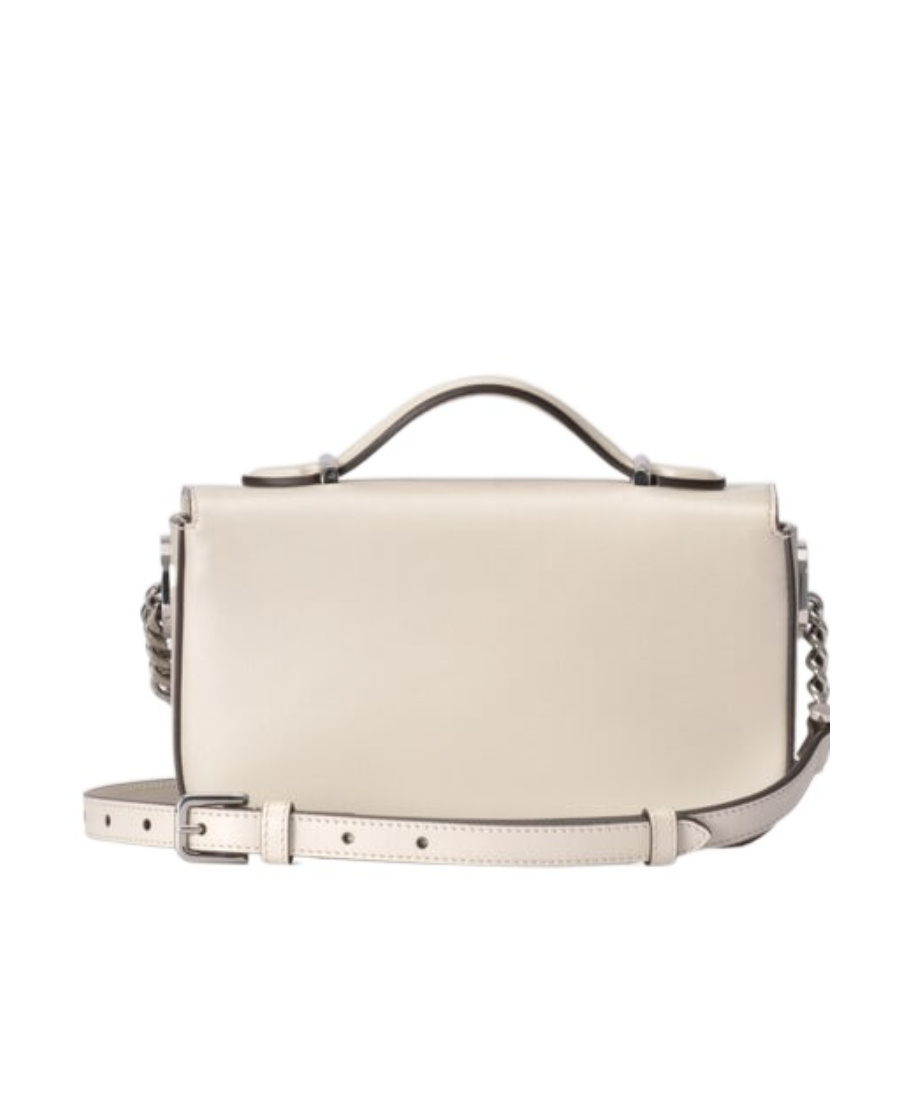 Gucci Foldover-top Leather Shoulder Bag In White