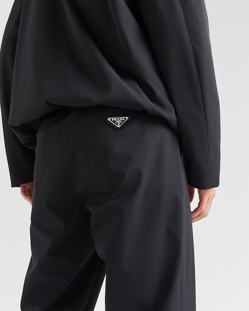 Prada Mens Black Logo-embellished Stretch-woven Trousers In Black