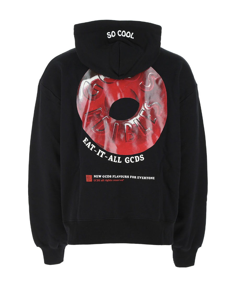 Shop Gcds Logo-patch Cotton Hoodie In Black
