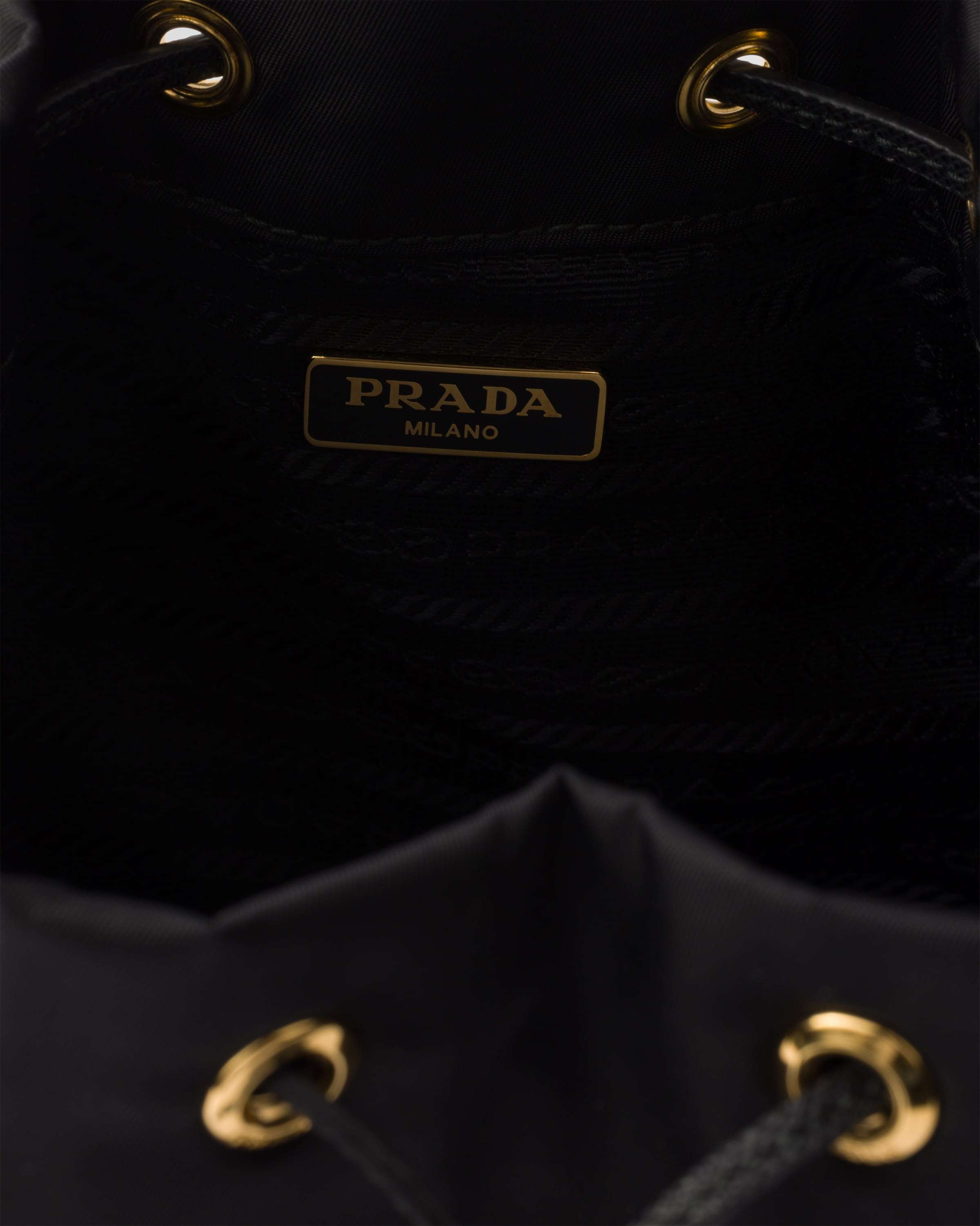 Prada Black Duet Re-nylon Brand-plaque Recycled-polyamide Bucket Bag