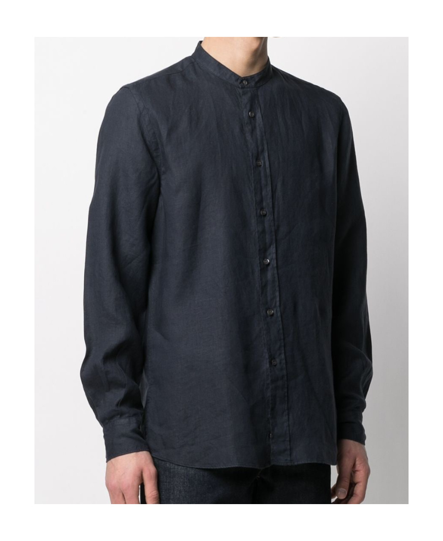 ASPESI BAND-COLLAR LINEN SHIRT