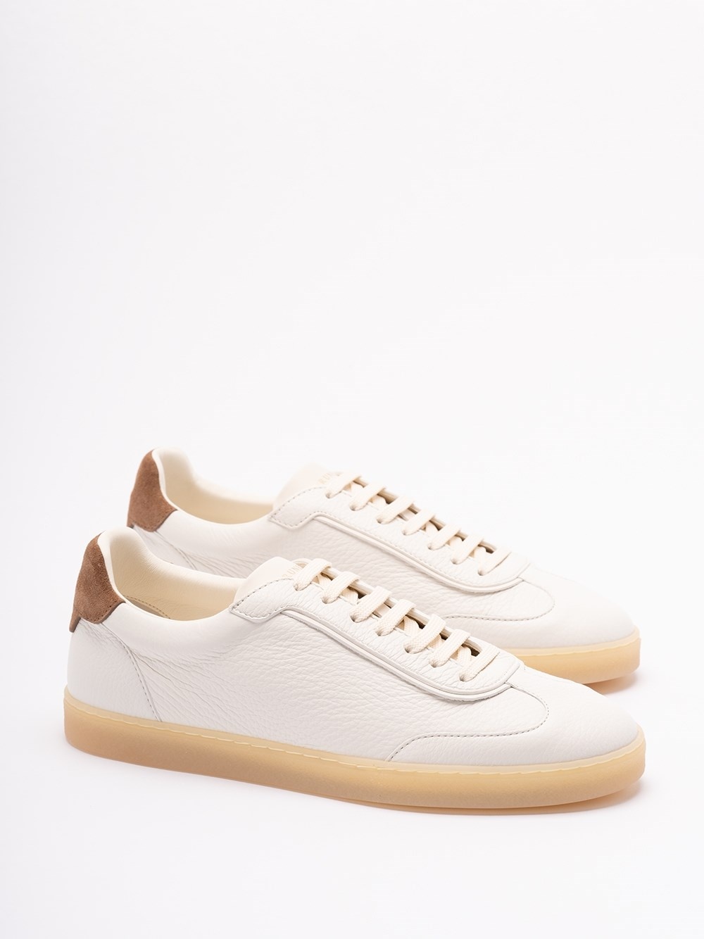 Brunello Cucinelli Branded Heel-counter Cotton Sneakers In White