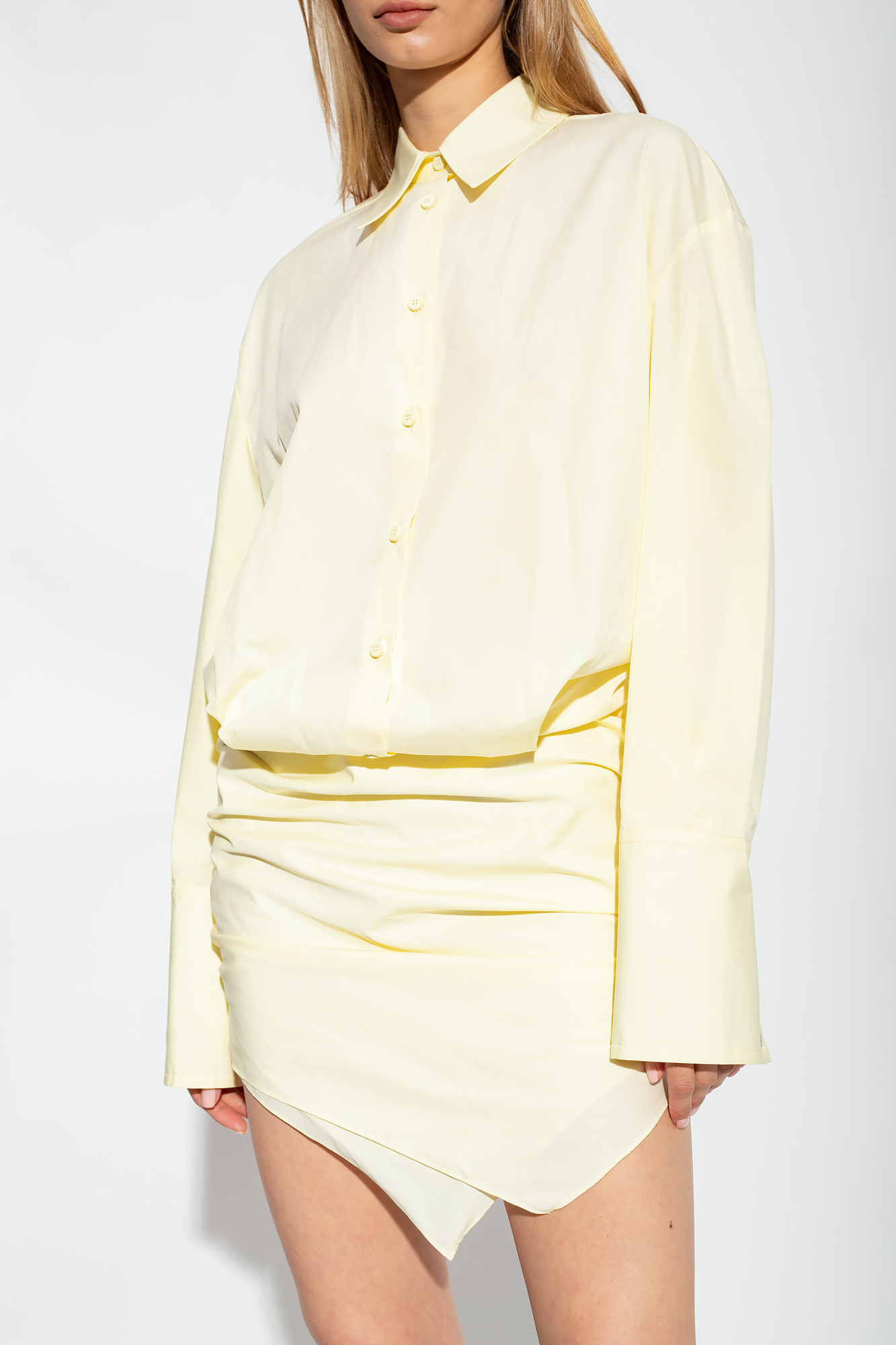 Attico The Hatty Collared Button-up Mini Dress In White
