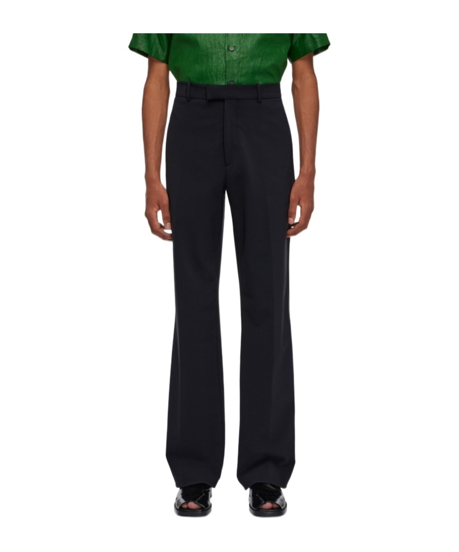 Ferragamo Logo-tag Cotton Straight-leg Trousers In Black