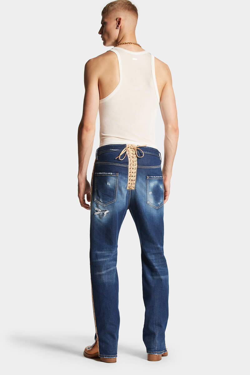 Shop Dsquared2 Side-stripe Straight-leg Jeans In Blue
