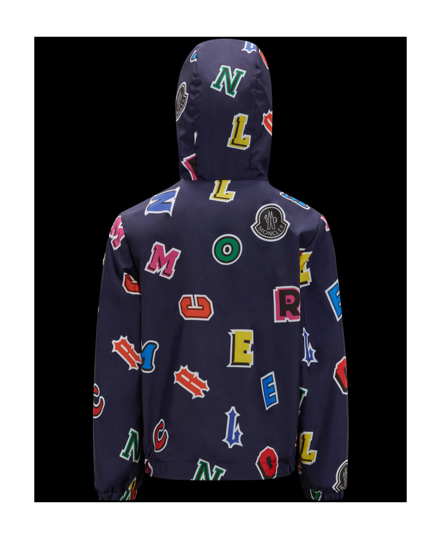 Moncler Letters Padded Hooded Jacket In Black