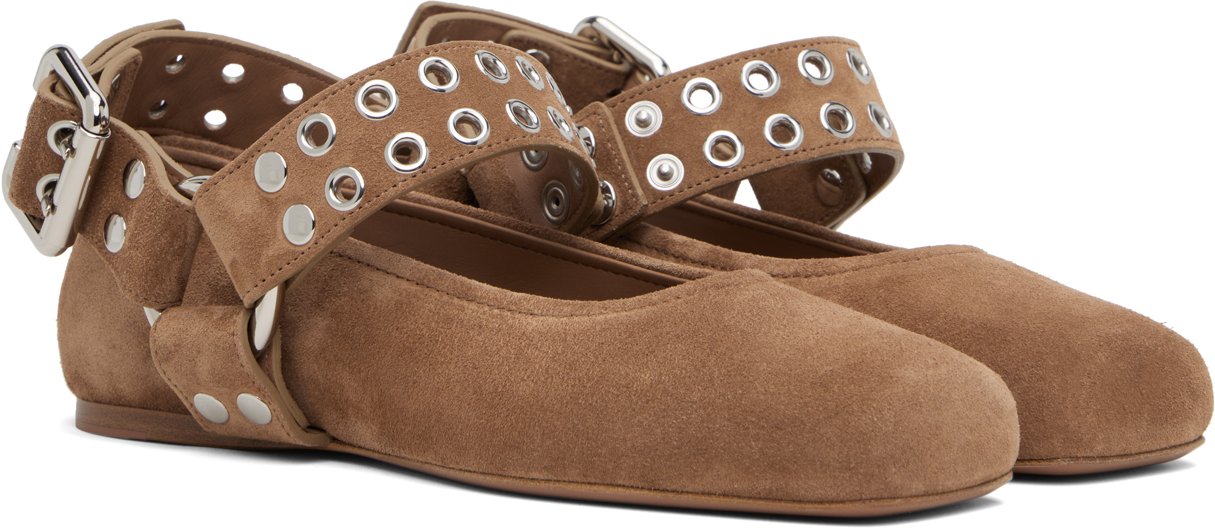 Alaïa Brown Biker Ballerina Flats In Brown