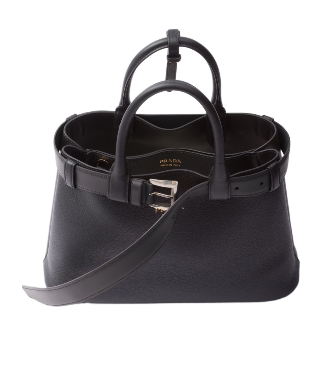 Prada Medium Leather Top Handle Bag In Black