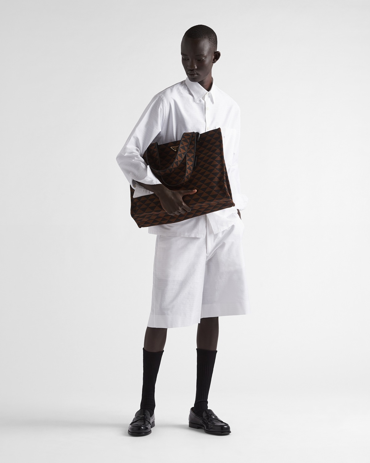 Prada Custom Fit Cotton Shorts With Back Pockets In White