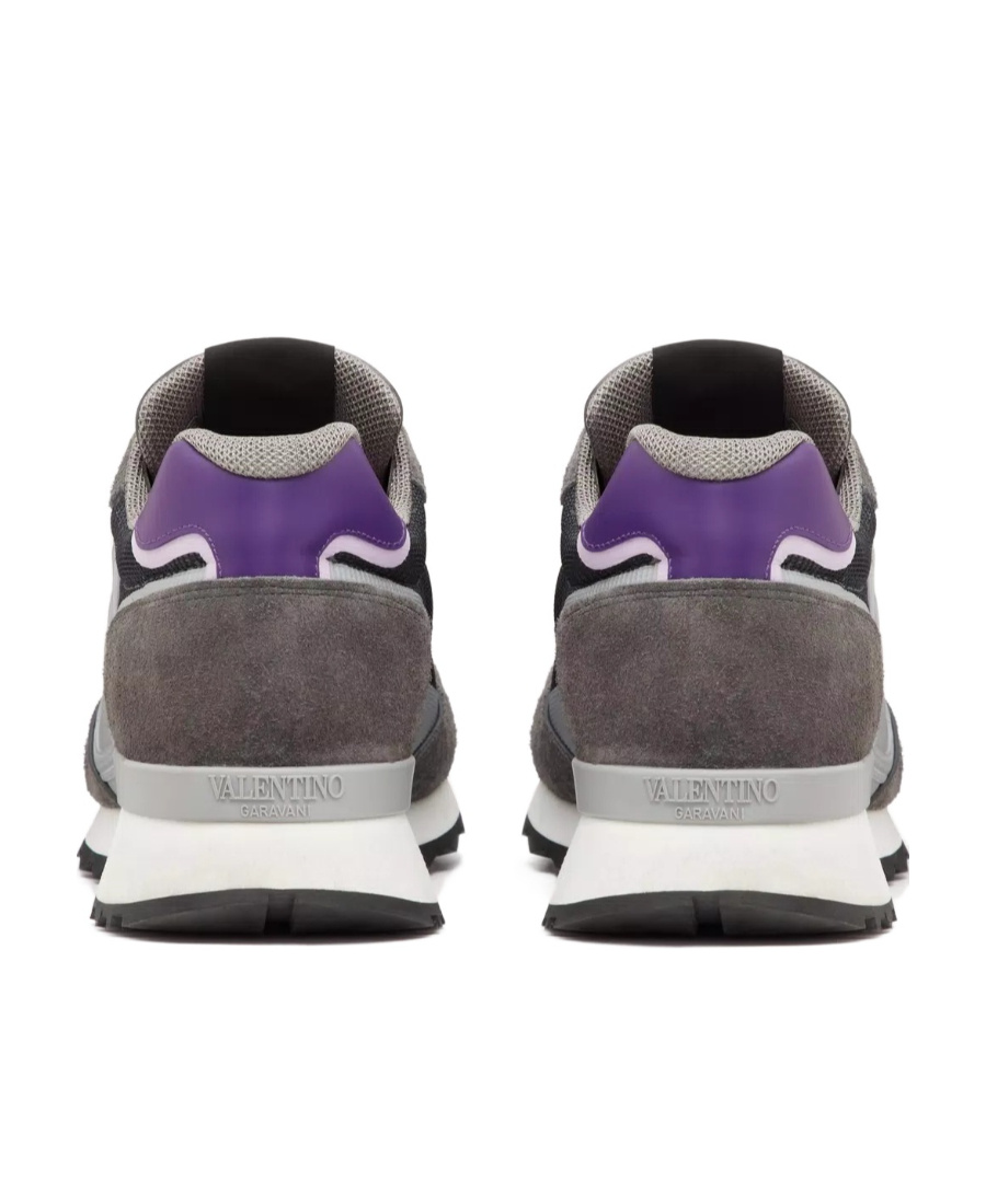 Valentino Garavani Vlogo Pace Low-top Trainer In Split Leather Fabric And Calfskin In Black