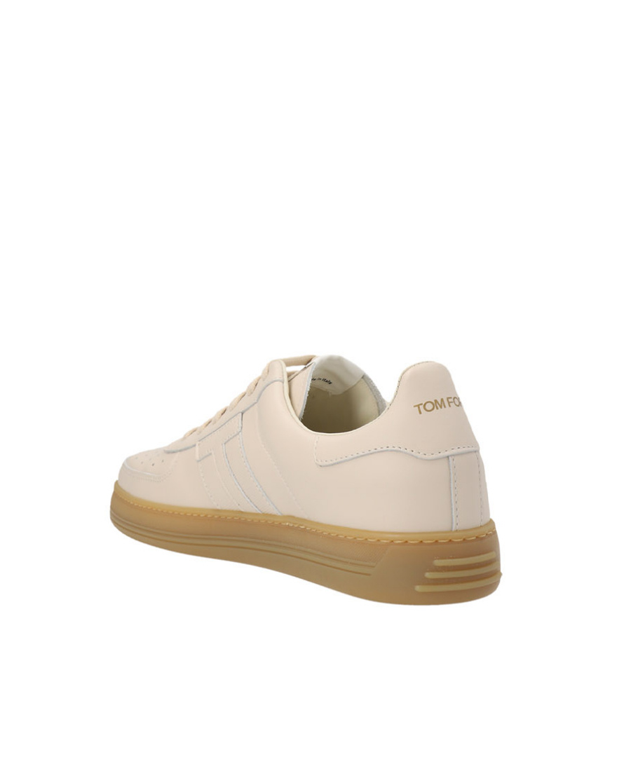 Tom Ford Smooth Leather Low Top Sneakers In Nude