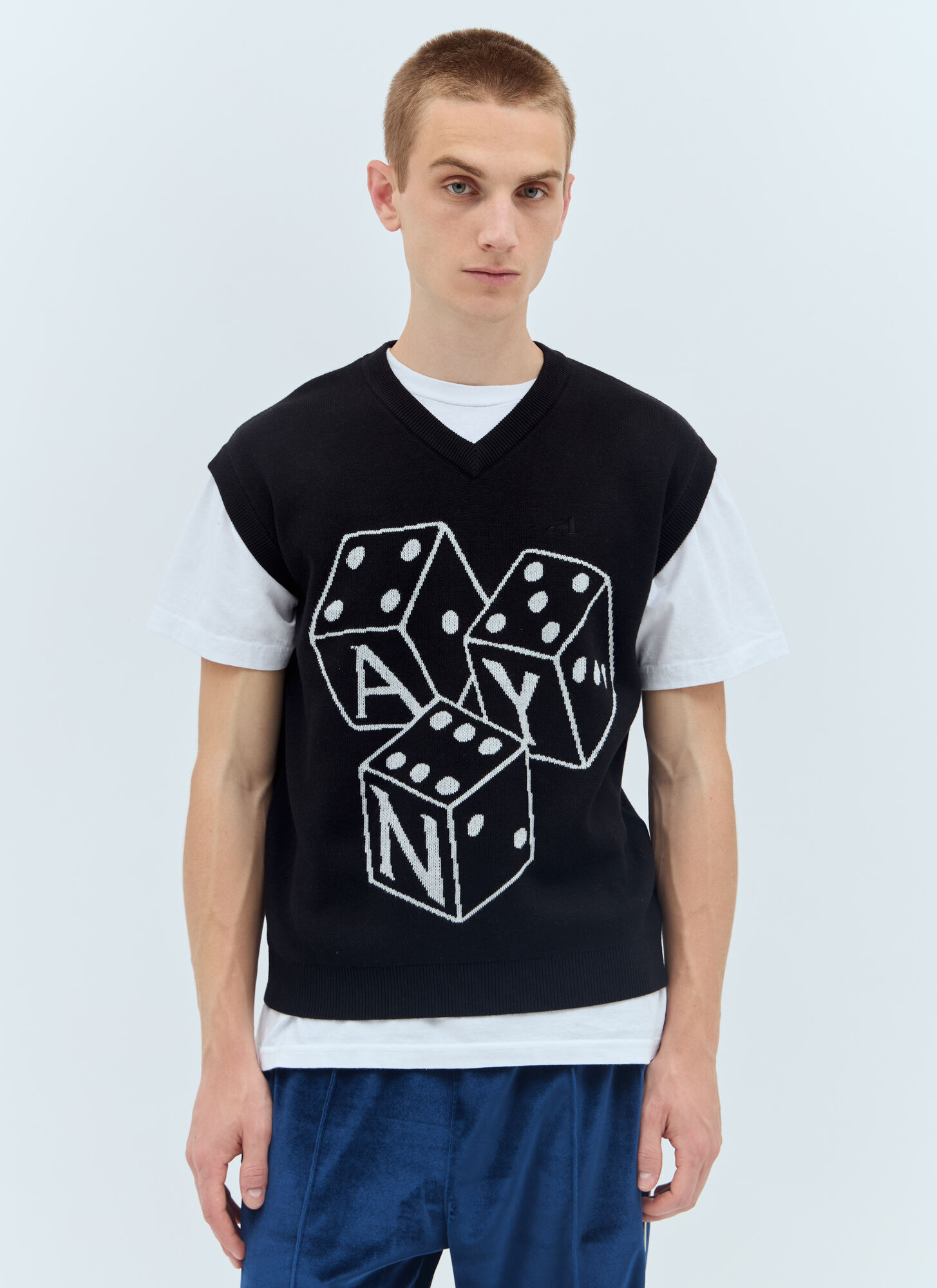Awake Dice Logo-jacquard Vest In Black