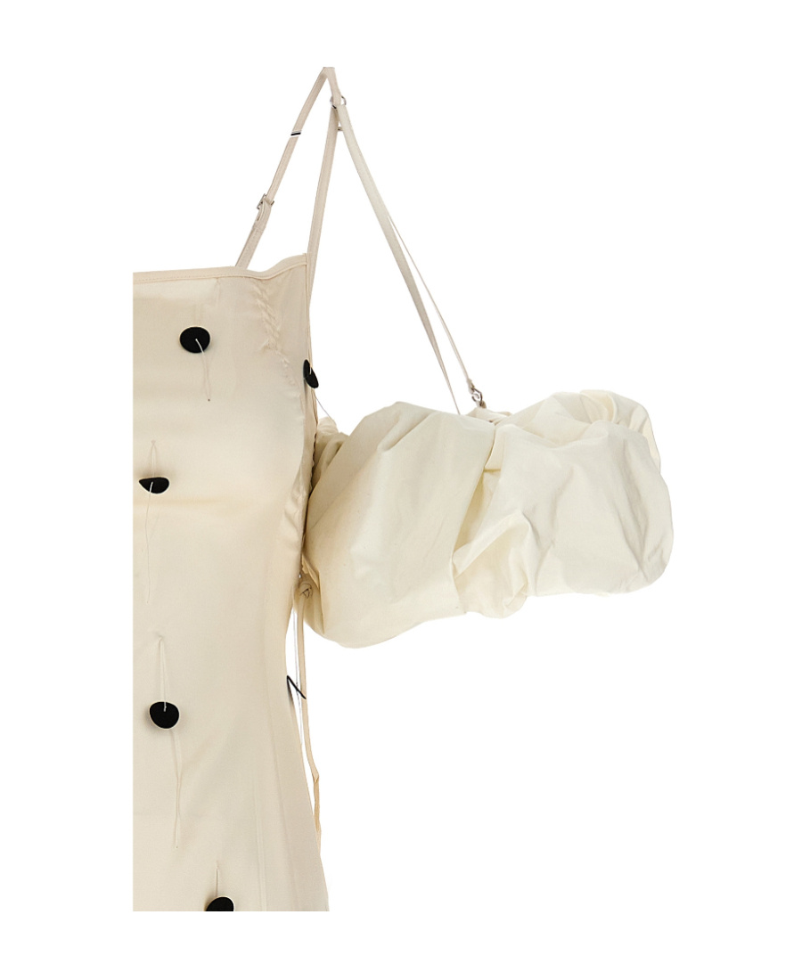 Jacquemus Beloved Off-shoulder Midi Dress With Button Embellishments In Neutral